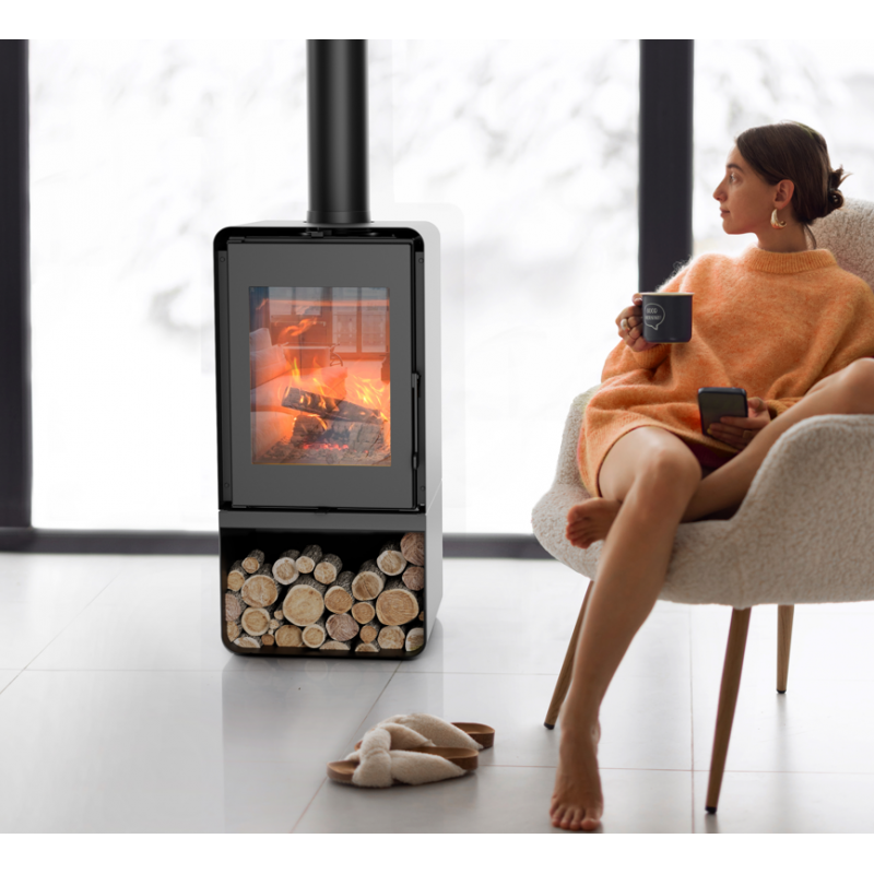 Poêle à bois Domino avec range bûche 8,5 kw ETNA Wood 1 Poêle à bois Domino avec range bûche 8,5 kw ETNA Wood